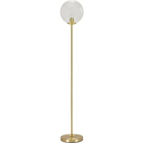 Lampadaire design doré verre transparent ambiance chic salon - doré et verre transparent