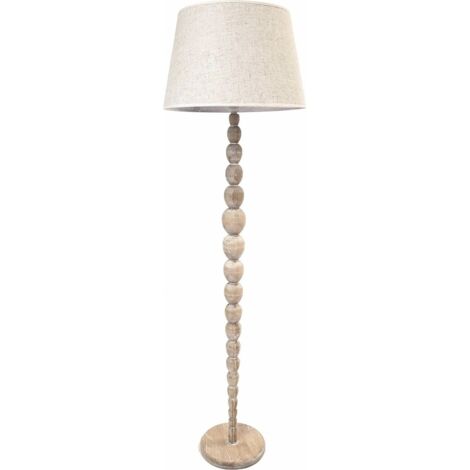 Lampadaire design en bois d'aulne et abat jour beige élégant - beige naturel et bois clair