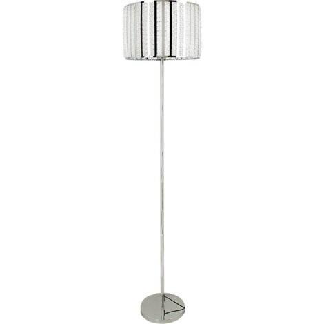 Lampadaire design en métal argenté avec abat jour moderne - argenté finition brillante