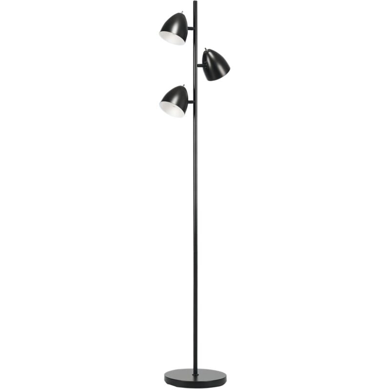Lampadaire design industriel 3 ampoules max. 40 w abats-jours orientables acier noir