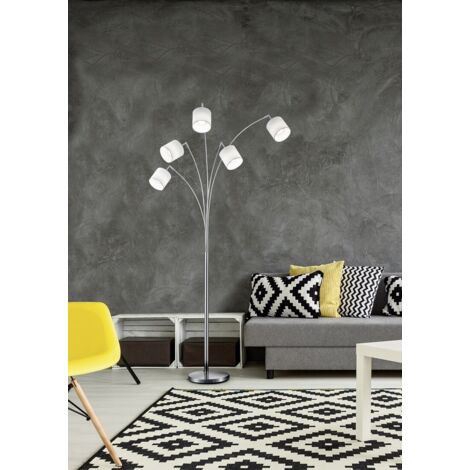 Lampadaire design, Lampadaire arc 5 lampes Tommy Blanc en Metal, TRIO