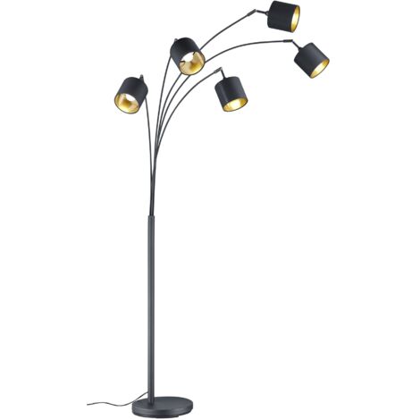 Lampadaire design, Lampadaire arc 5 lampes Tommy Noir en Metal, TRIO