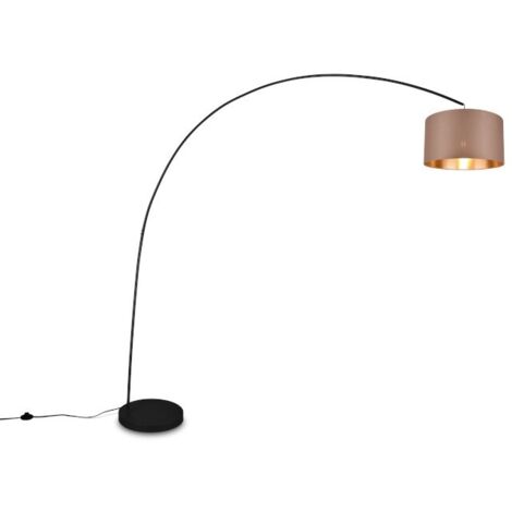 Lampadaire design, Lampadaire métal abat jour tissu en arc Mansur Anthracite en Metal, TRIO