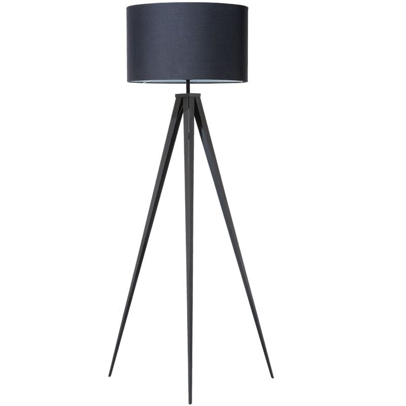 Lampadaire sur Trépied en Matière Synthétique et Métal Noir Moderne 156 cm Stiletto