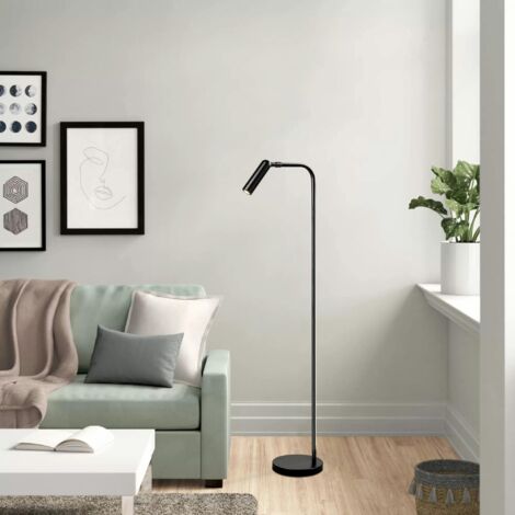 Lampadaire design noir minimaliste à tête orientable SILE