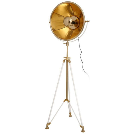 Lampadaire Design Vintage "Bowie" 157cm Or & Blanc