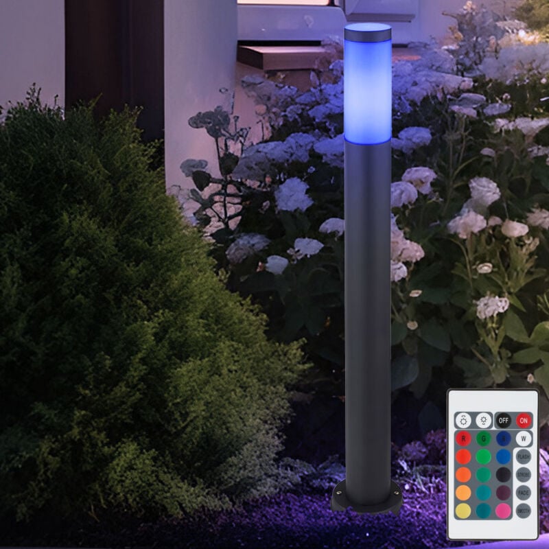 Lampadaire d'extérieur anthracite Lampe d'extérieur de jardin télécommandée dimmable dans un ensemble comprenant des ampoules led rgb