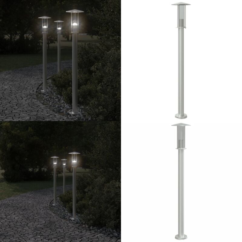 Lampadaire d'extérieur argenté 100 cm acier inoxydable - Lampadaire Exterieur - Éclairage Extérieur - Luminaire Extérieur - Lampe Terrasse - Lumière