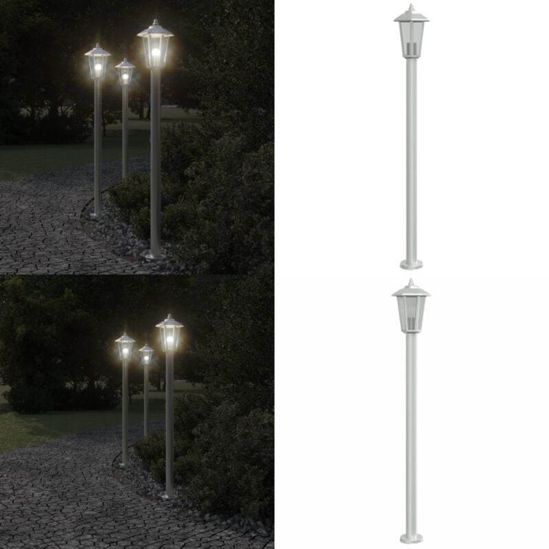 Lampadaire d'extérieur argenté 120 cm acier inoxydable - Lampadaire Exterieur - Éclairage Extérieur - Luminaire Extérieur - Lampe Terrasse - Lumière