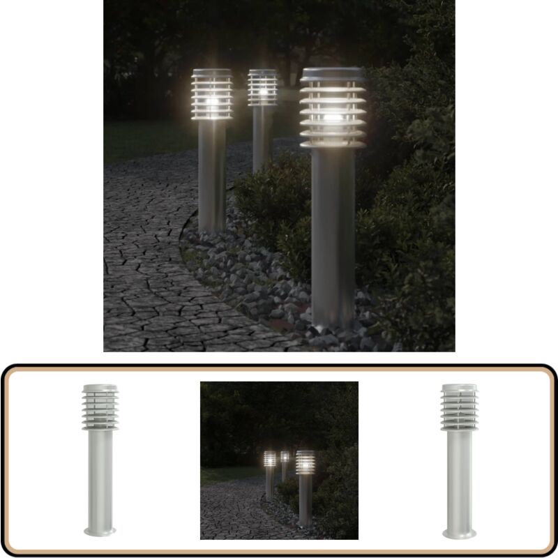 Lampadaire d'extérieur argenté 60 cm acier inoxydable - Lampadaire Exterieur - Éclairage Extérieur - Luminaire Extérieur - Lampe De Terrasse