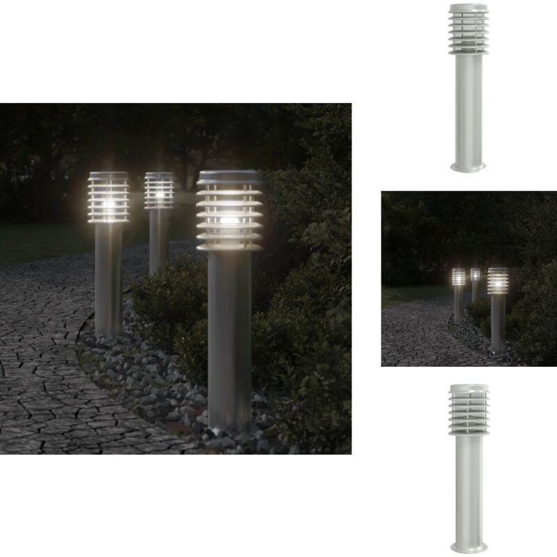 Lampadaire d'extérieur argenté 60 cm acier inoxydable - Lampadaire Exterieur - Éclairage Extérieur - Luminaire Extérieur - Lampe De Terrasse