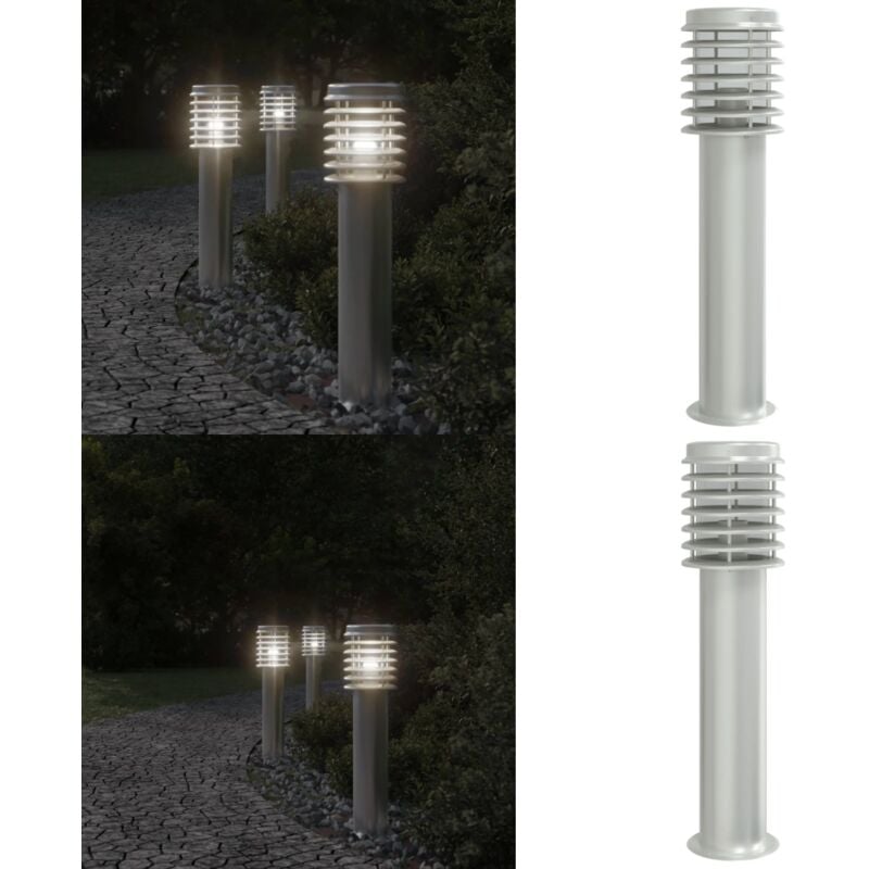 Lampadaire d'extérieur argenté 60 cm acier inoxydable - Lampadaire Exterieur - Éclairage Extérieur - Luminaire Extérieur - Lampe De Terrasse