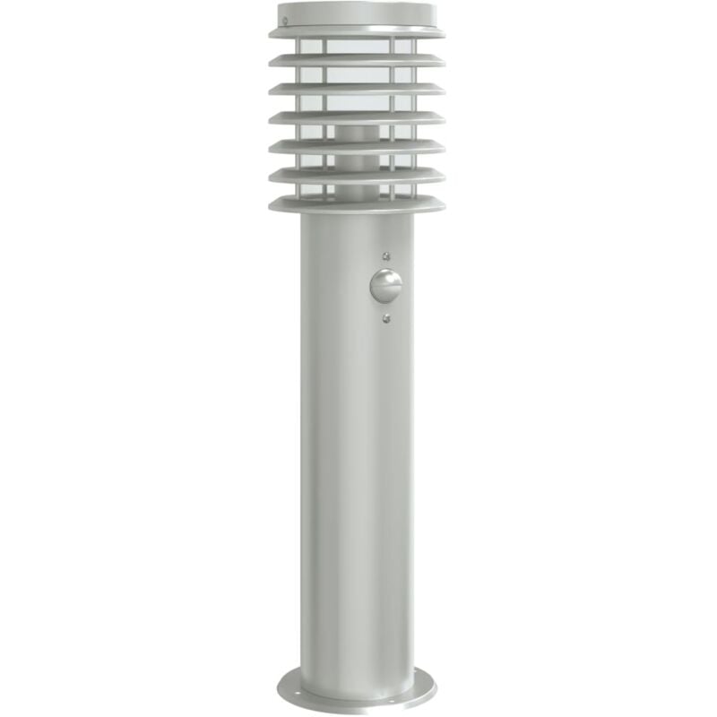 Lampadaire d'extérieur avec capteur argenté acier inoxydable Argent