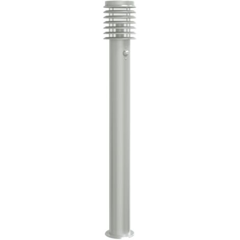 Lampadaire d'extérieur avec capteur argenté acier inoxydable Argent