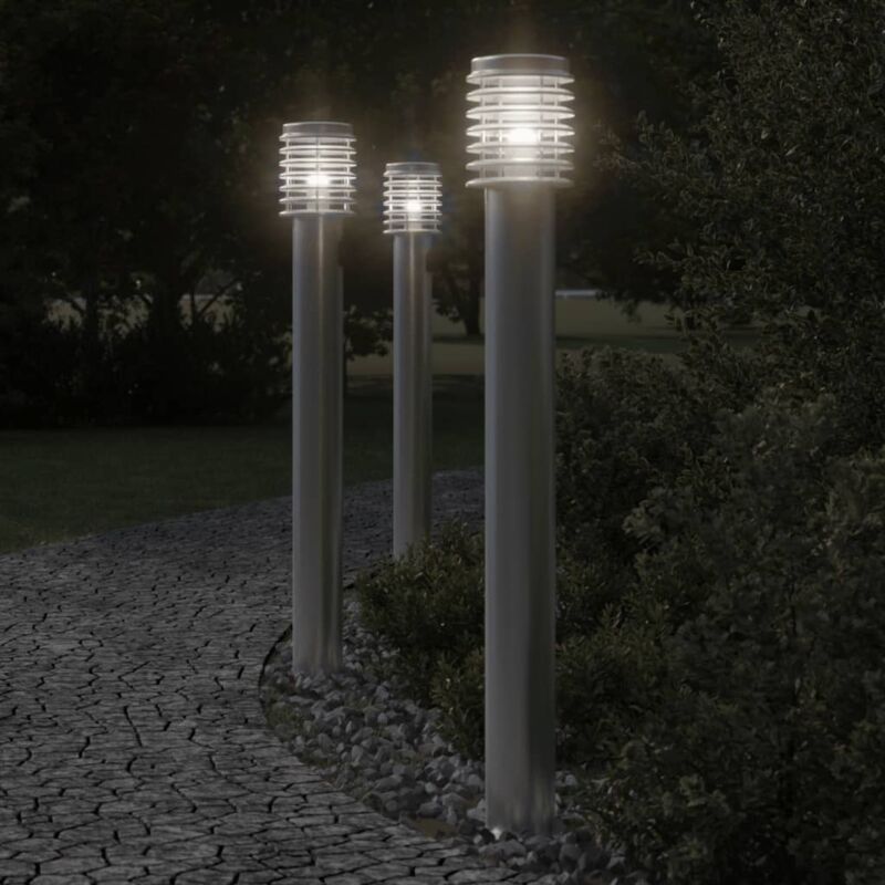 Lampadaire d'extérieur et sortie argenté 110cm acier inoxydable - Vidaxl