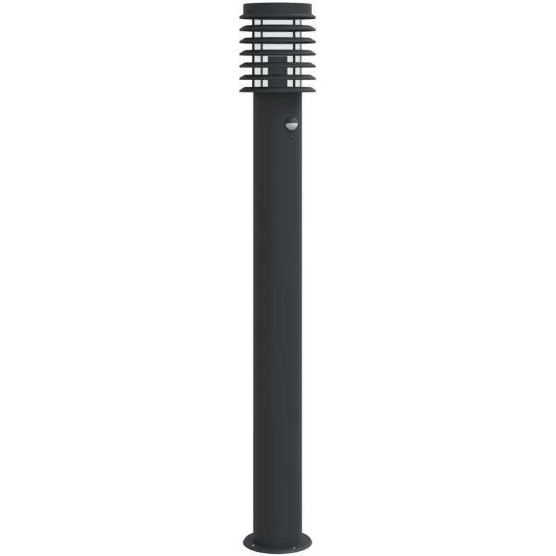 Lampadaire d'extérieur avec capteur noir 110cm acier inoxydable