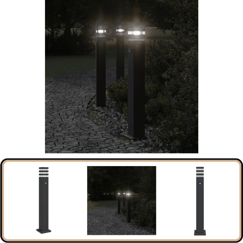Vidaxl - Lampadaire d'extérieur avec capteur noir 80 cm aluminium - Lampadaire Exterieur - Éclairage Extérieur - Lampe Extérieur - Luminaire