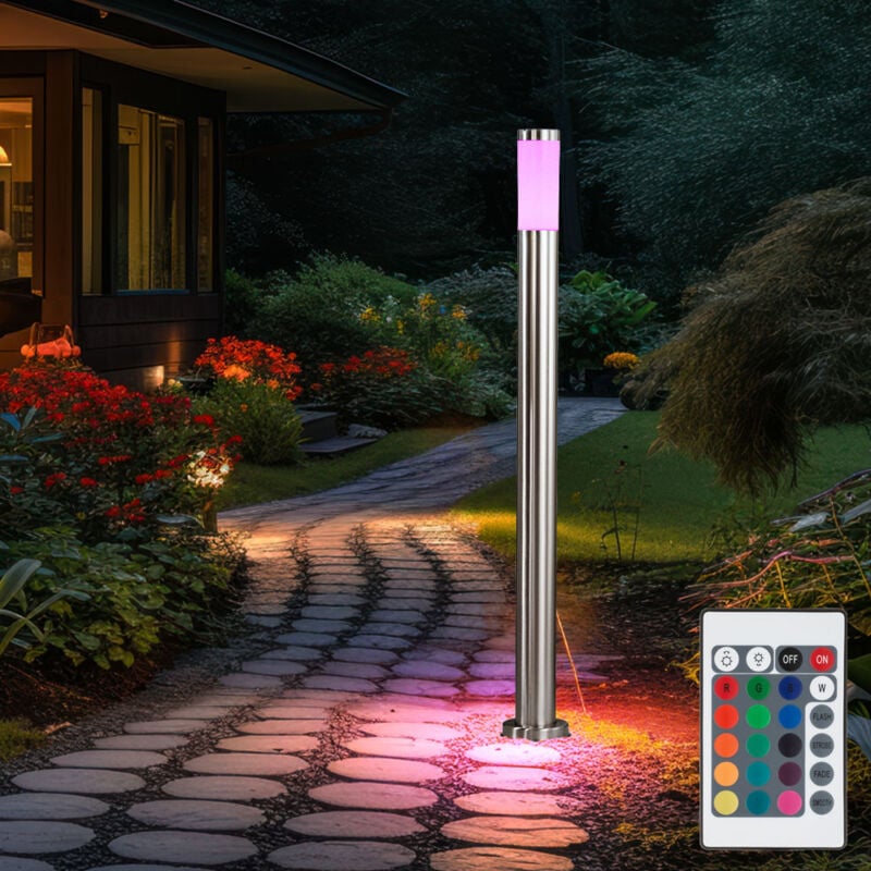 Lampadaire extérieur avec changeur de couleur Lampe de jardin rvb led Lampe d'allée extérieure, led blanc chaud à intensité variable, 12,7x110cm,