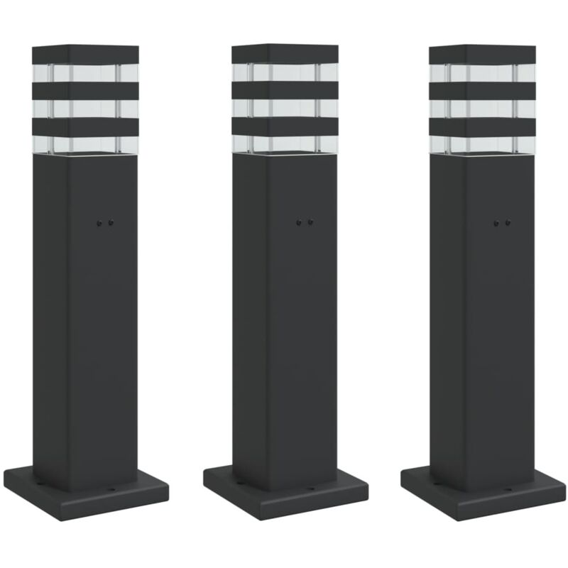 Lampadaires d'extérieur avec sortie 3 pcs noir 50 cm aluminium Vidaxl
