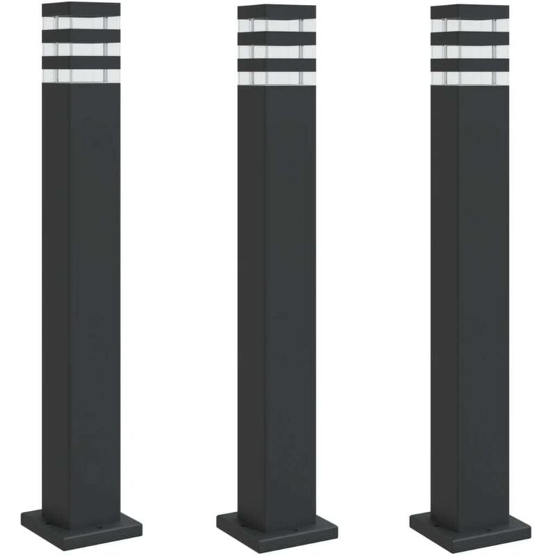 Lampadaires d'extérieur 3 pcs noir 80 cm aluminium Vidaxl