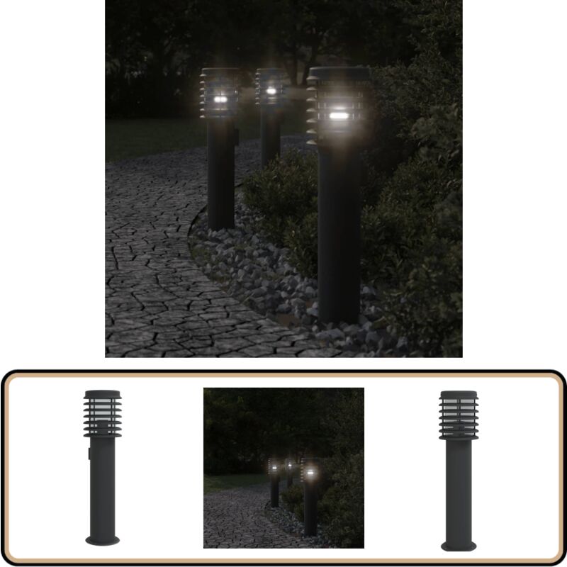 Vidaxl - Lampadaire d'extérieur avec sortie noir 60 cm acier inoxydable - Lampadaire Exterieur - Éclairage Extérieur - Luminaire Extérieur - Lampe De
