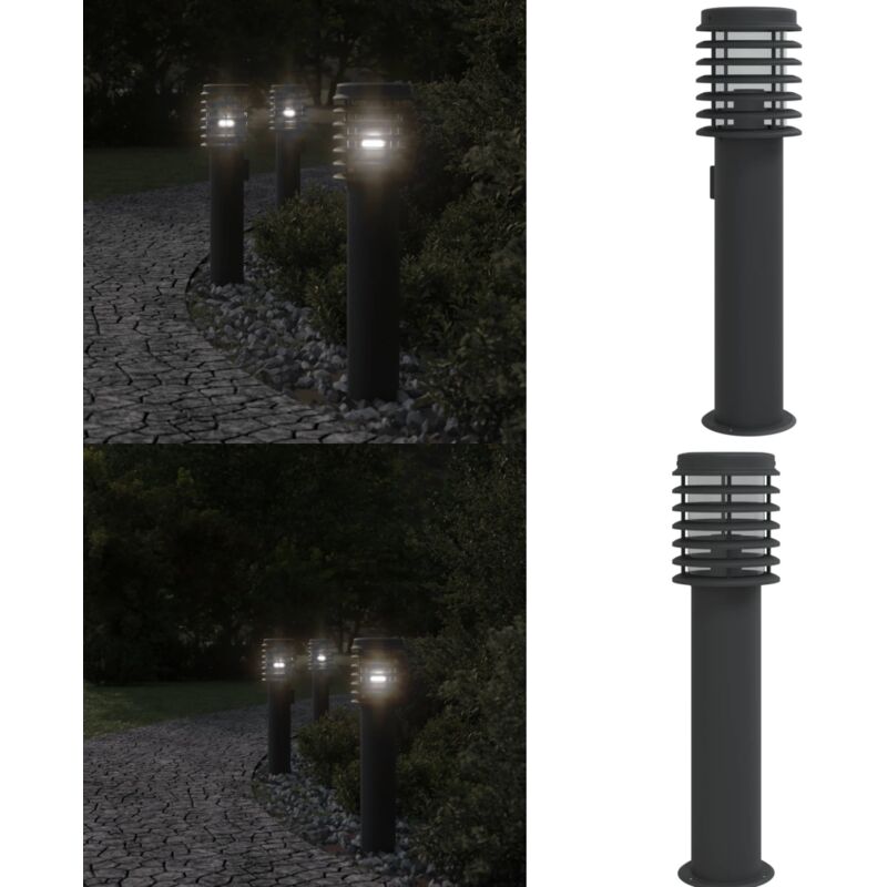 Lampadaire d'extérieur avec sortie noir 60 cm acier inoxydable - Lampadaire Exterieur - Éclairage Extérieur - Luminaire Extérieur - Lampe De Jardin