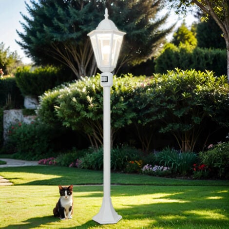 Lampadaire d'extérieur Bristol blanc avec détecteur de mouvement en style rustique E27 H:1,2 m étanche