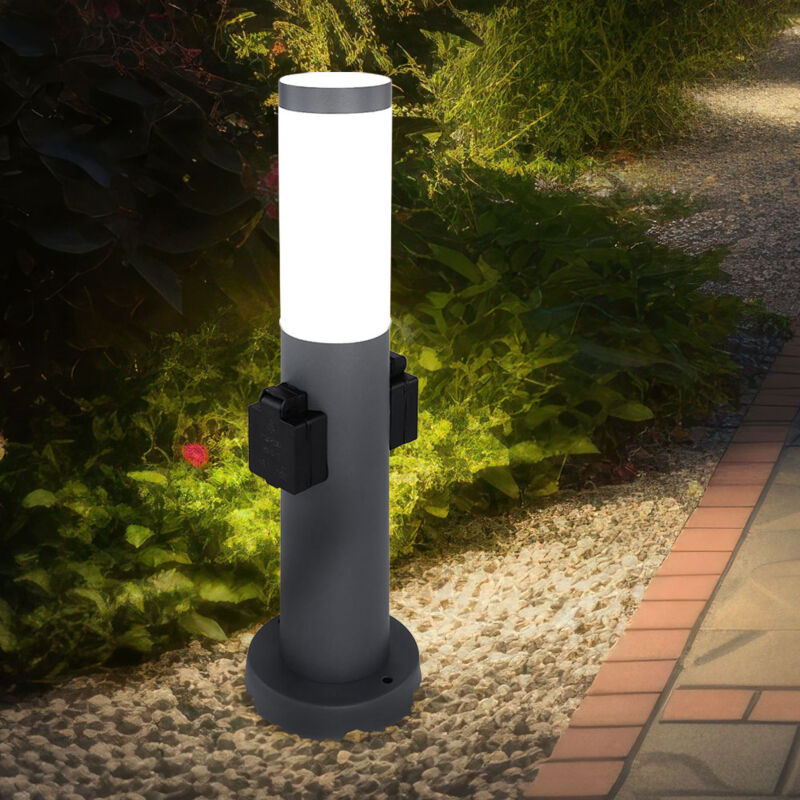 Lampadaire d'extérieur, éclairage de jardin, douilles, socle en acier inoxydable, spot, lampadaire dans un ensemble, y compris les ampoules led