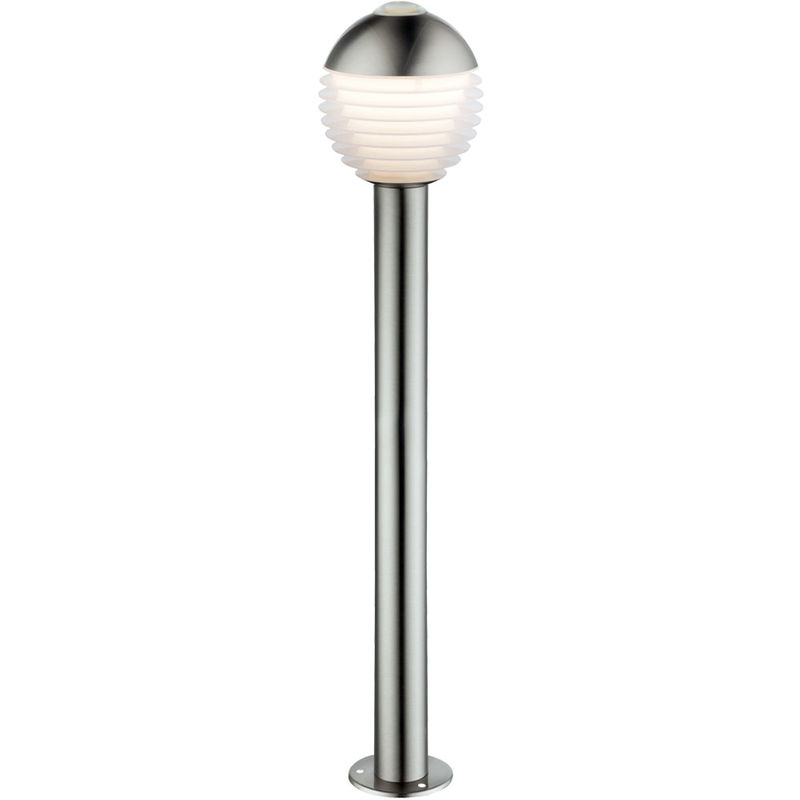lampadaire d'exterieur en acier inoxydable, lampadaire colonne avec abat-jour spherique, 1x led installee permanence 750 lumens blanc chaud, dmxh
