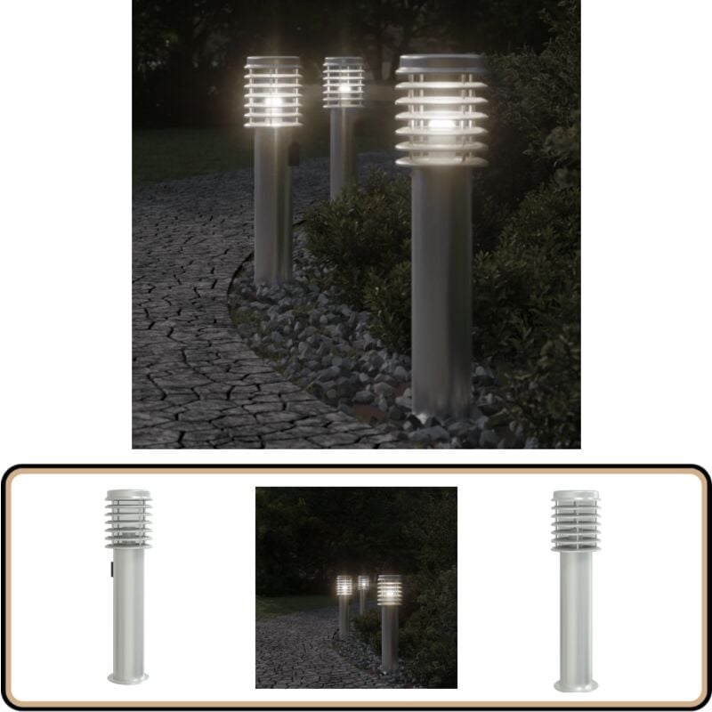 Lampadaire d'extérieur et sortie argenté 60 cm acier inoxydable - Lampadaire Exterieur - Éclairage Extérieur - Luminaire Extérieur - Lampe De Jardin