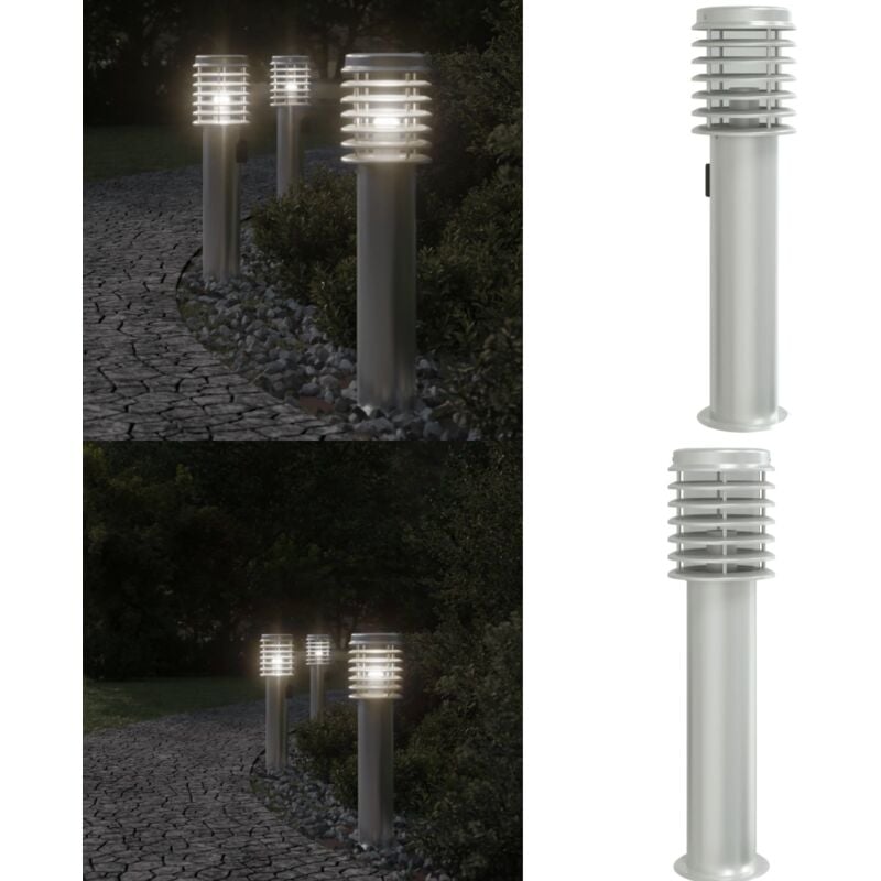 Lampadaire d'extérieur et sortie argenté 60 cm acier inoxydable - Lampadaire Exterieur - Éclairage Extérieur - Luminaire Extérieur - Lampe De Jardin