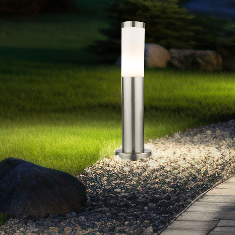 Lampadaire d'extérieur lampe de pied lampe de chemin lampadaire lampe de jardin, plastique acier inoxydable argent, 1x E27, h 45 cm
