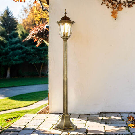 Lampadaire d'extérieur MILANO de couleur or vieilli au design rétro en style rustique H:1 m E27 étanche IP43 - Or antique