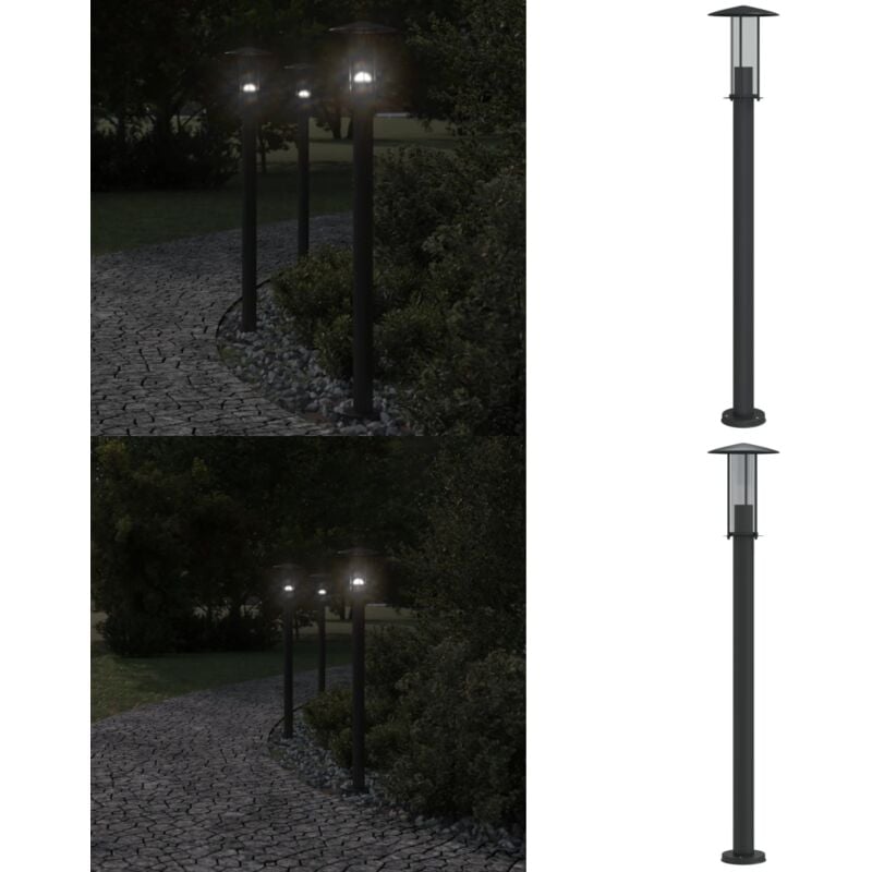 Lampadaire d'extérieur noir 100 cm acier inoxydable - Lampadaire Exterieur - Éclairage Extérieur - Lampe Extérieur - Luminaire Extérieur - Jardin