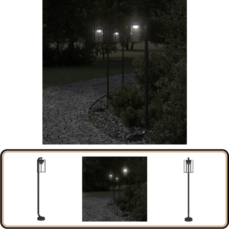 Vidaxl - Lampadaire d'extérieur noir 100 cm acier inoxydable - Lampadaire Exterieur - Éclairage Extérieur - Luminaire Extérieur - Lampe Extérieur