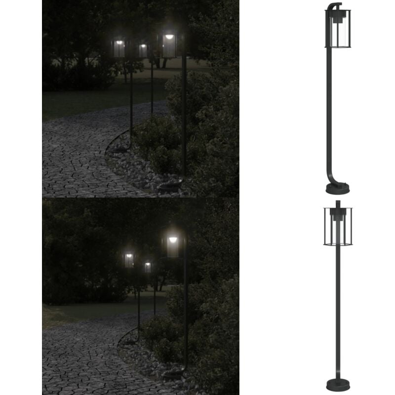Lampadaire d'extérieur noir 100 cm acier inoxydable - Lampadaire Exterieur - Éclairage Extérieur - Luminaire Extérieur - Lampe Extérieur - Jardin