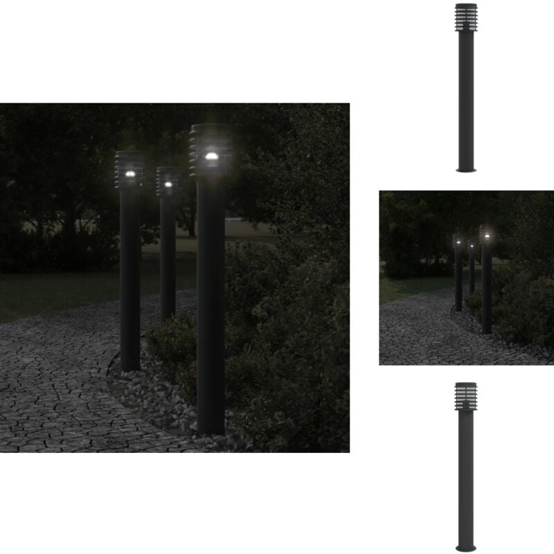 Lampadaire d'extérieur noir 110 cm acier inoxydable - Lampadaire Exterieur - Éclairage Extérieur - Luminaire Extérieur - Lampe Extérieur - Jardin