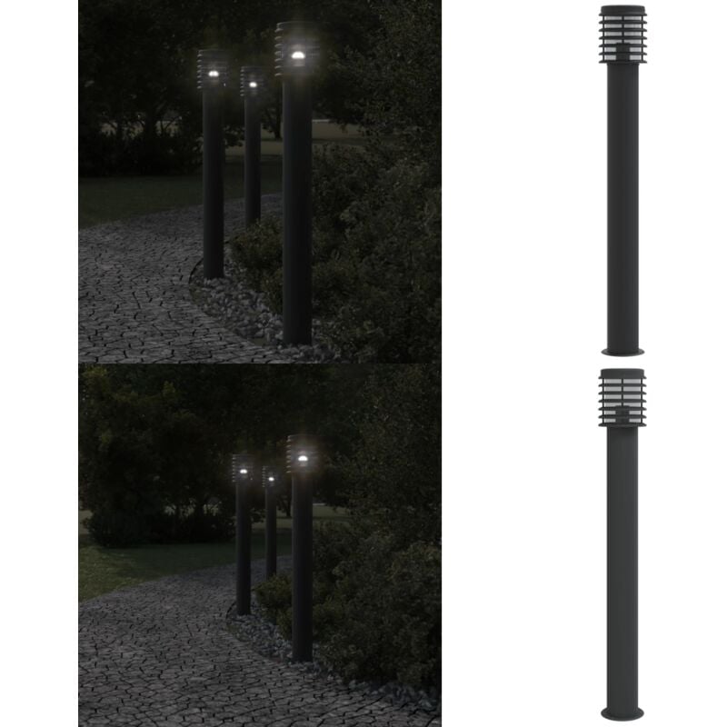 Lampadaire d'extérieur noir 110 cm acier inoxydable - Lampadaire Exterieur - Éclairage Extérieur - Luminaire Extérieur - Lampe Extérieur - Jardin