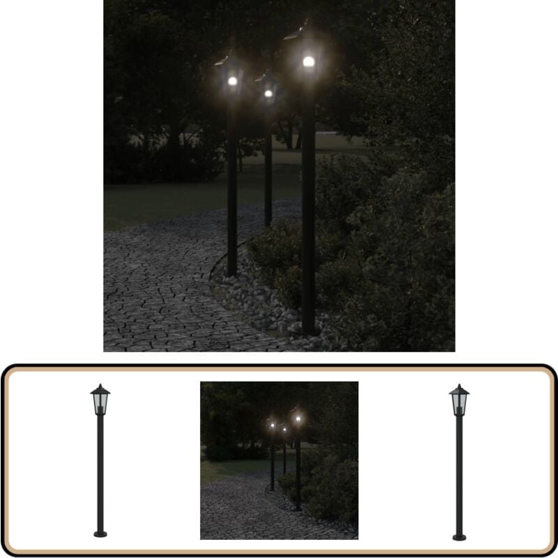 Vidaxl - Lampadaire d'extérieur noir 120 cm acier inoxydable - Lampadaire Exterieur - Éclairage Extérieur - Lampe Extérieur - Luminaire Extérieur