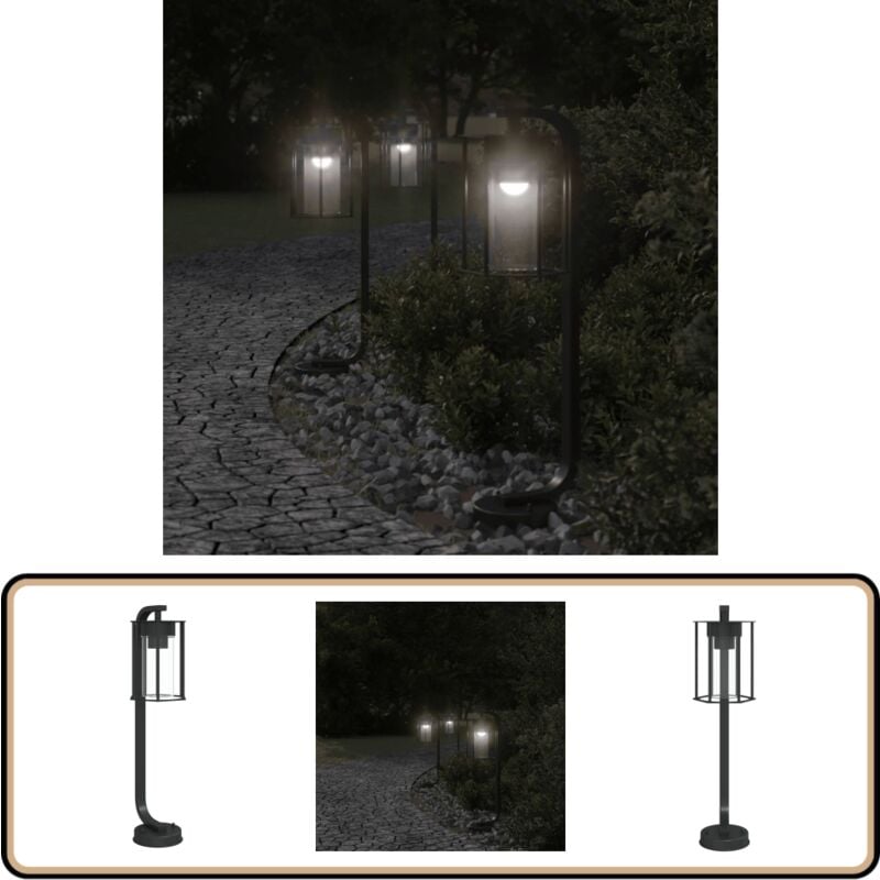 Vidaxl - Lampadaire d'extérieur noir 60 cm acier inoxydable - Lampadaire Exterieur - Éclairage Extérieur - Luminaire Extérieur - Lampe Extérieur