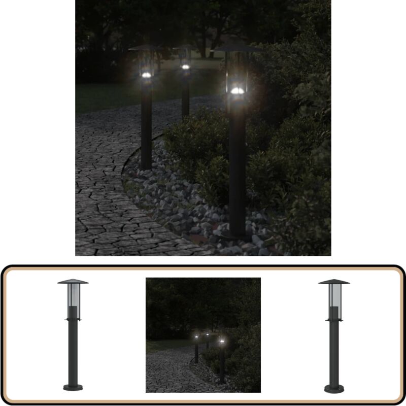 Lampadaire d'extérieur noir 60 cm acier inoxydable - Lampadaire Exterieur - Éclairage Extérieur - Luminaire Extérieur - Lampe Extérieur - Jardin