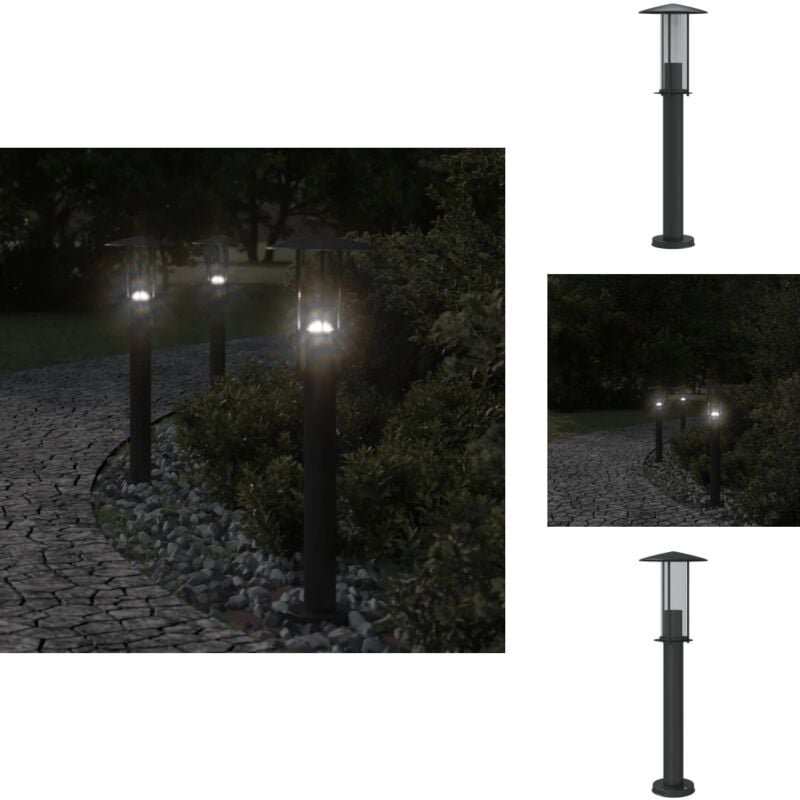 Lampadaire d'extérieur noir 60 cm acier inoxydable - Lampadaire Exterieur - Éclairage Extérieur - Luminaire Extérieur - Lampe Extérieur - Jardin