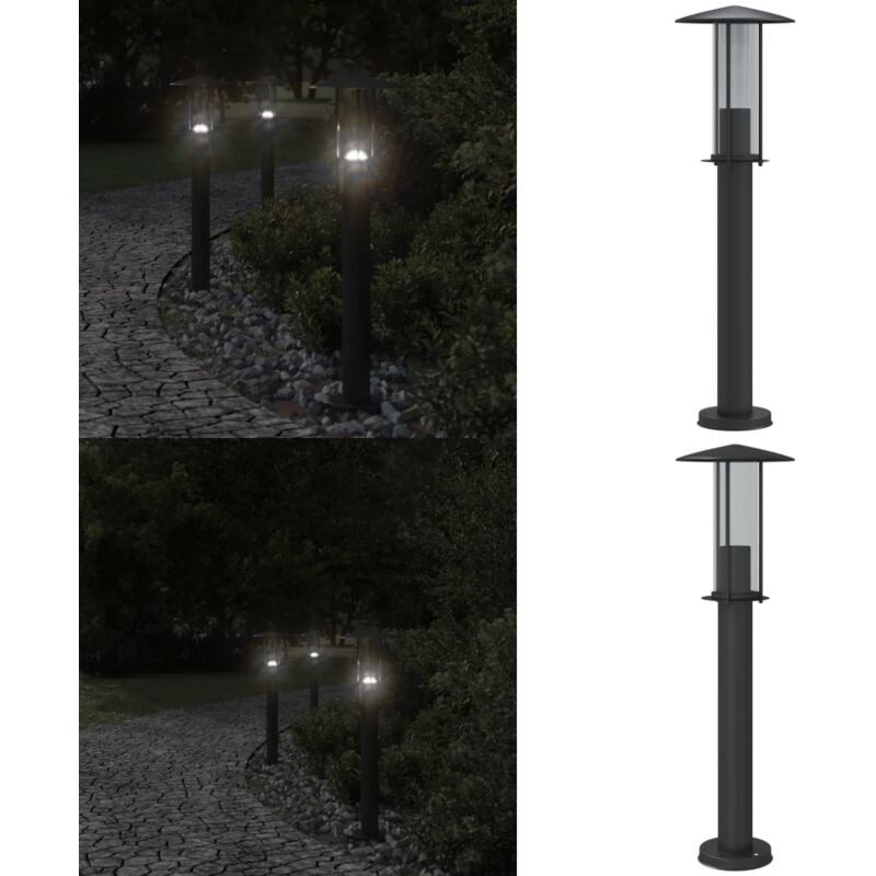 Lampadaire d'extérieur noir 60 cm acier inoxydable - Lampadaire Exterieur - Éclairage Extérieur - Luminaire Extérieur - Lampe Extérieur - Jardin