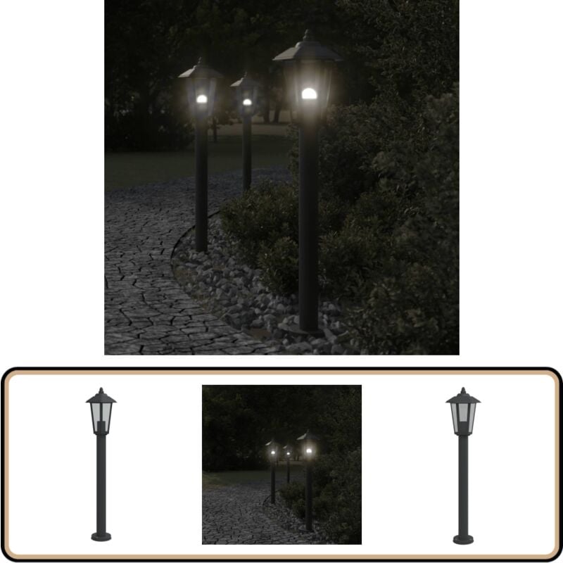 Vidaxl - Lampadaire d'extérieur noir 80 cm acier inoxydable - Lampadaire Exterieur - Éclairage Extérieur - Luminaire Extérieur - Lampe Extérieur