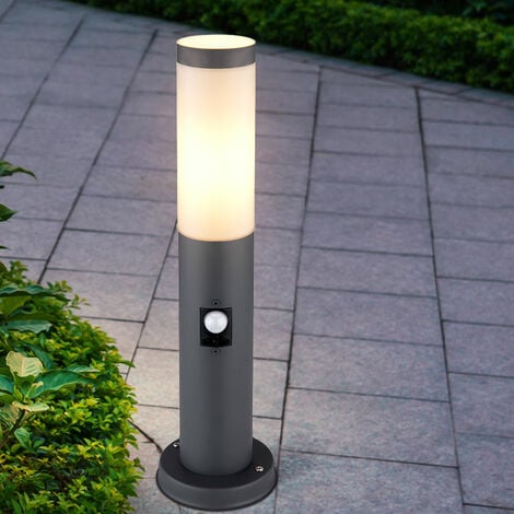Lampadaire d'extérieur Plinthe de jardin Lampadaire avec détecteur de mouvement, anthracite, 1x E27, diamètre x hauteur 12,7 x 45 cm