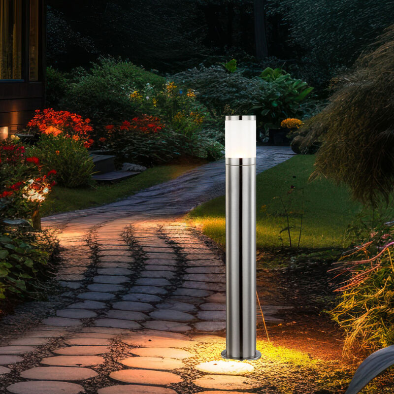 Lampadaire d'extérieur pour chemin h 80 cm Lampe de jardin led lampe d'extérieur en acier inoxydable, opale en plastique argenté, 7W 806lm blanc