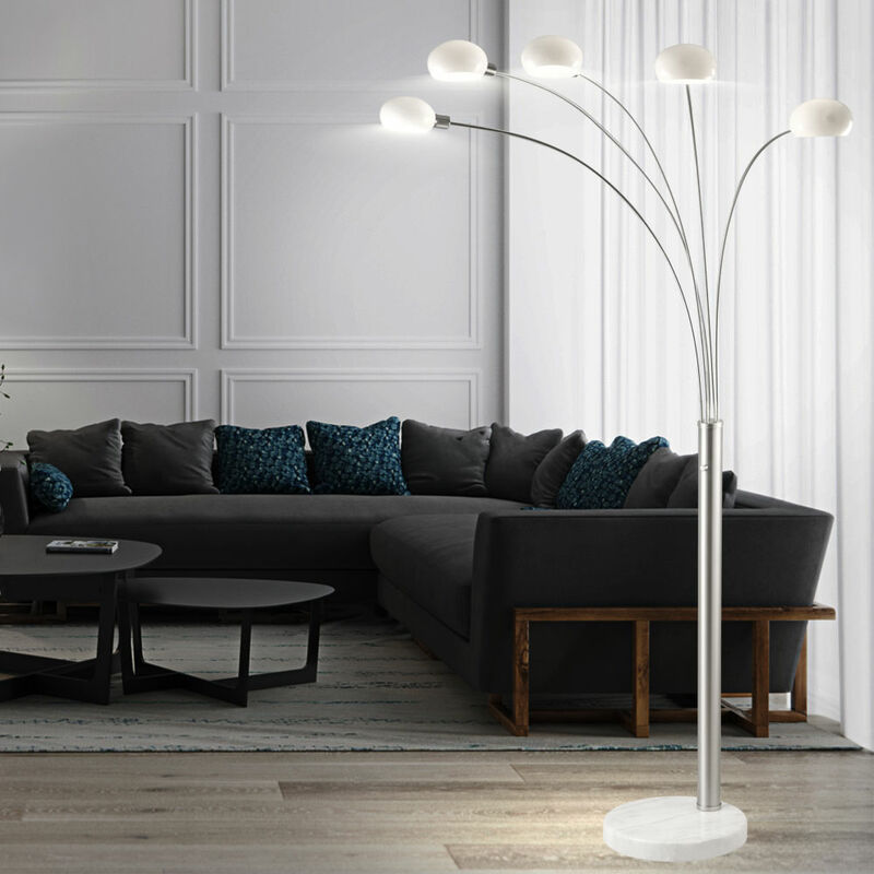Lampadaire dimmable spot en verre lampadaire variateur dimmer lampadaire salon moderne, socle en marbre, 5x E14, LxlxH 110 x 140 x 210 cm