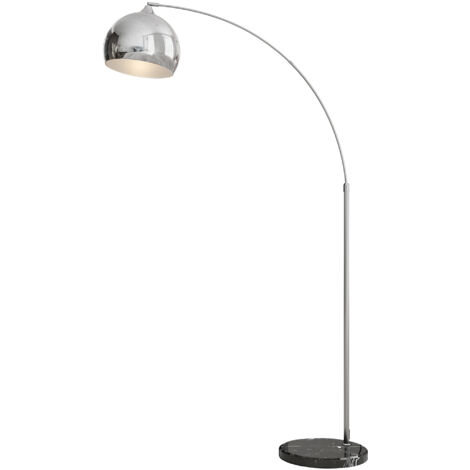 Lampadaire d'intérieur Lampadaire lampe de salon arc réglable pied marbre style vintage 40W E27 dim. 100-115L x 30l x 170-180H cm noir gris