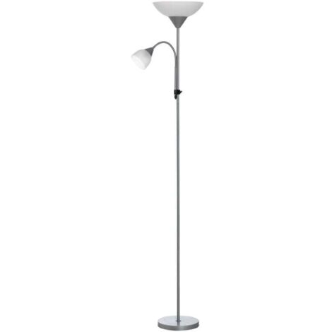 Lampadaire d'intérieur Lampadaire, lampe de salon sur pied avec 2 têtes douille E27 et E14, base en métal dim. Ø28 x 179,5H cm