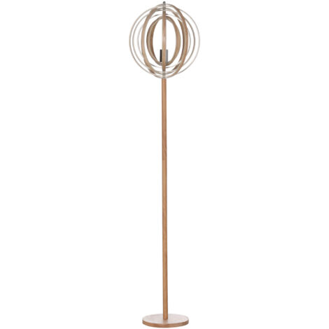 Lampadaire d'intérieur  Lampadaire sur Pied Circulaire 40 W Max. Abat-Jour bois naturel clair dim. Ø 38 x 160 cm